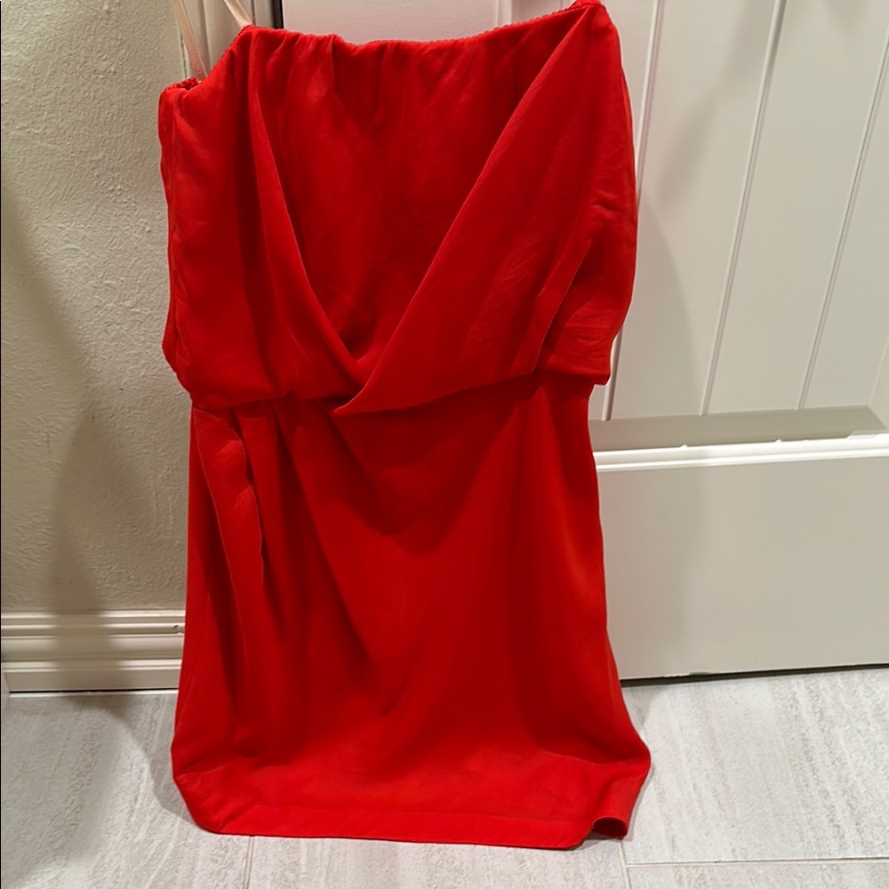 Elegant Red Draped Dress